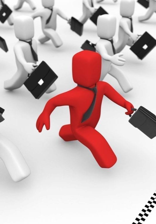 Running businessman. Business challenge isolated on white